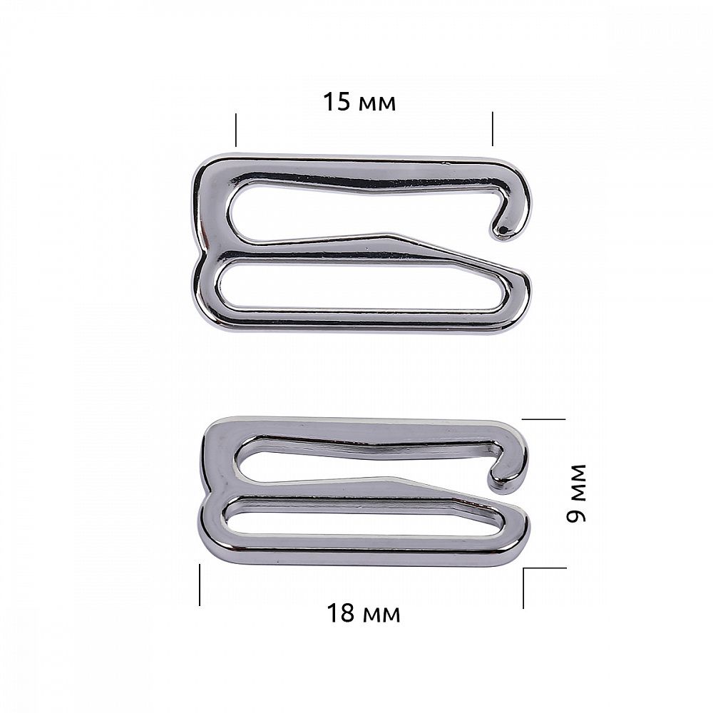 Крючки для бюстгальтера металл 15.0 мм, 915 цв.никель, уп.100 шт