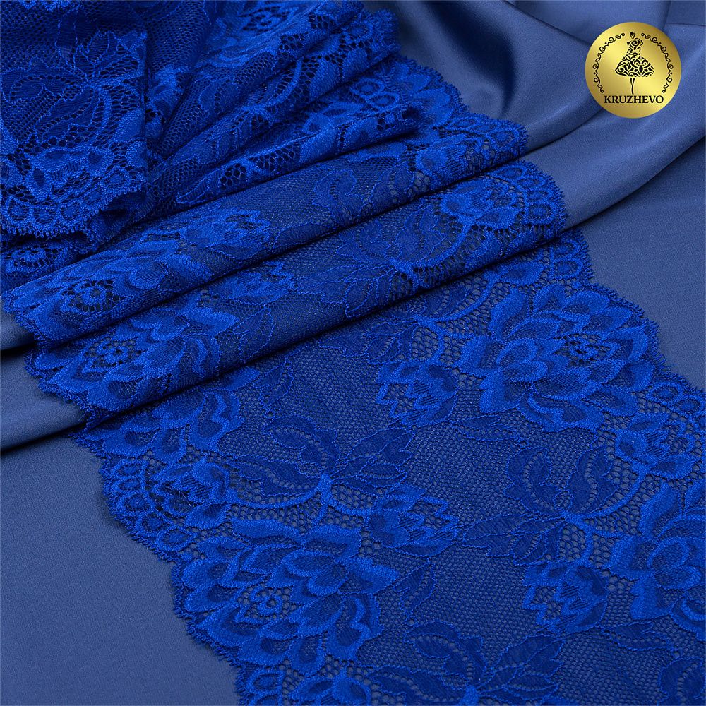 Кружево эластичное (стрейч) L838 180мм цв.18 яр.синий, 25м, Kruzhevo