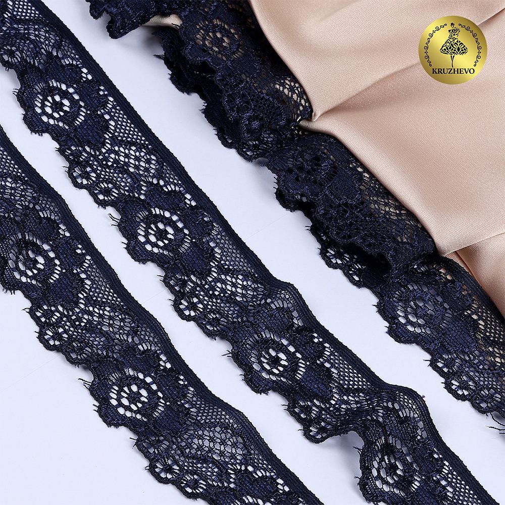 Кружево эластичное (стрейч) 30 мм, L839, цв.S058 синий сапфир уп.50м, Kruzhevo