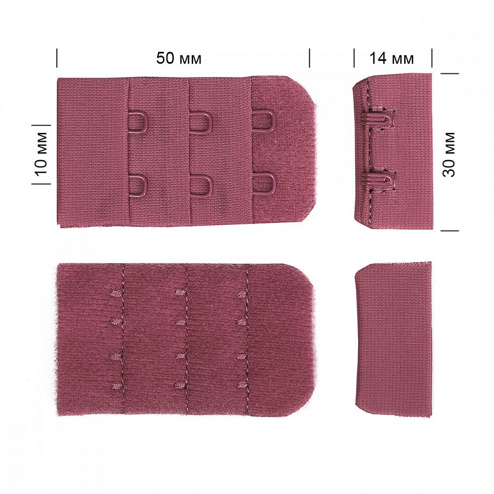 Застежки для бюстгальтера 3х2, 30 мм, 100 шт, S256 розовый рубин, M09765