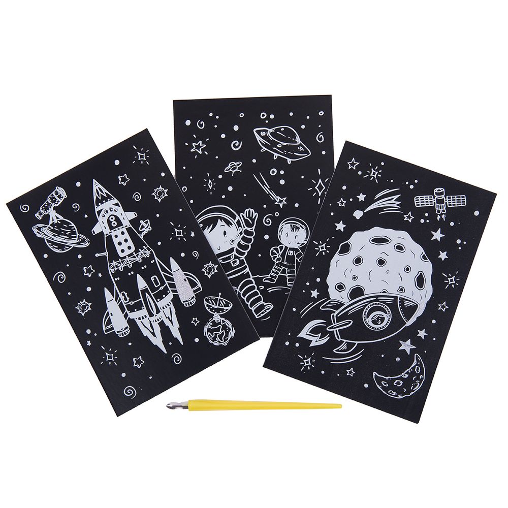 Набор для творчества Гравюра мини Космос (серебро), 10х15 см, 1х3 шт, Hobbius GHPM-07