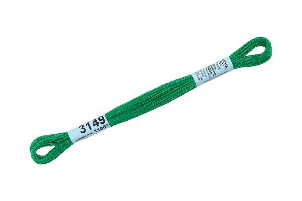 Мулине Gamma 100% хлопок, цв.3149 т.зеленый, 24 мотка по 8 метров