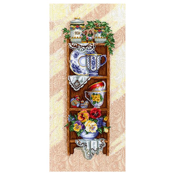 Набор для вышивания нитками Сделай своими руками, Полка с чашками, 32х72 см