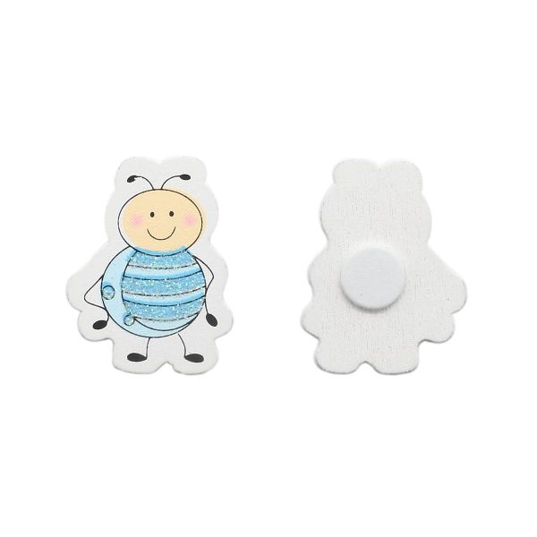 Декоративный стикер Пчелка 40 мм, голубой, 10 шт