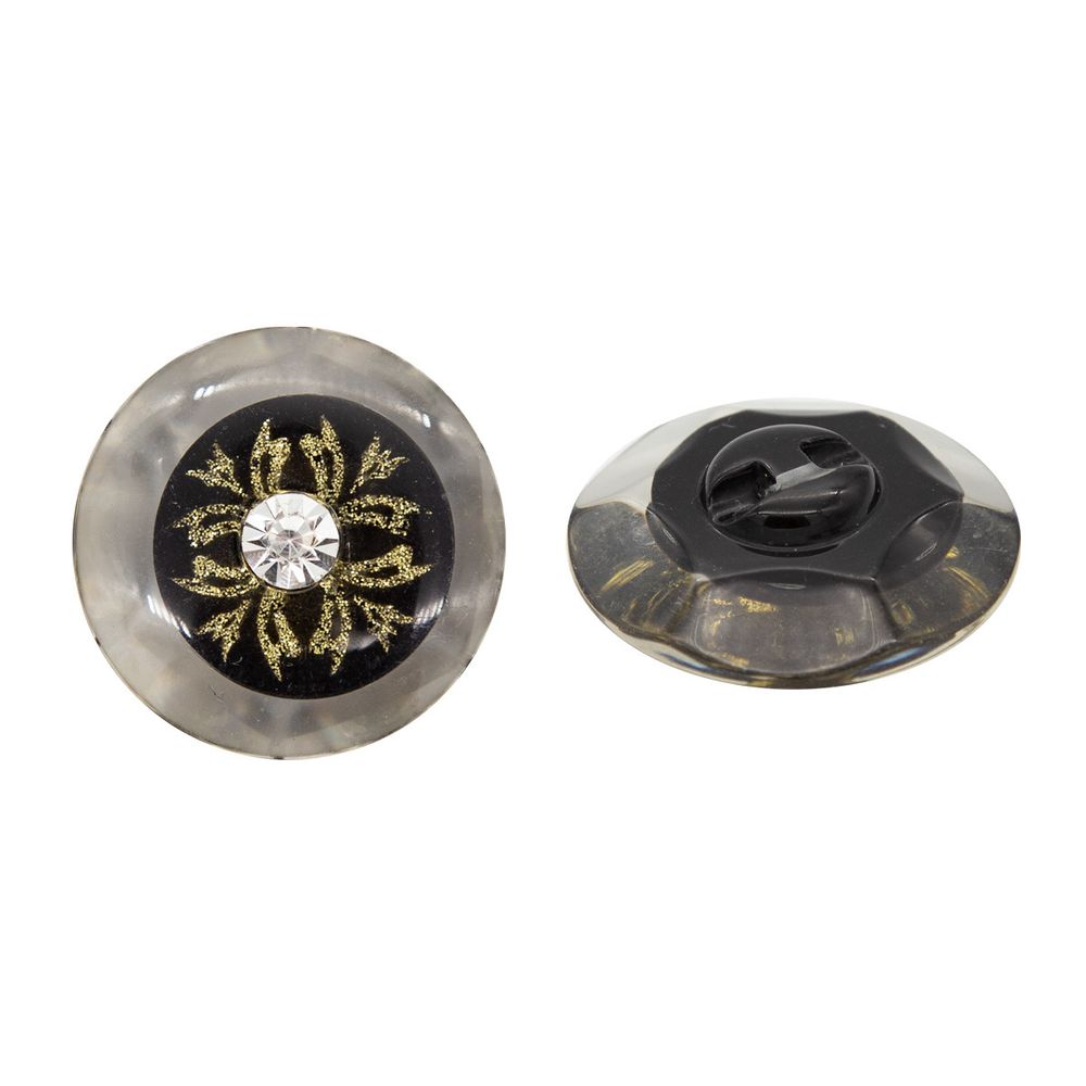 Пуговицы на ножке пальтовые со стразом (пластик) 676443 (черный), 6 шт