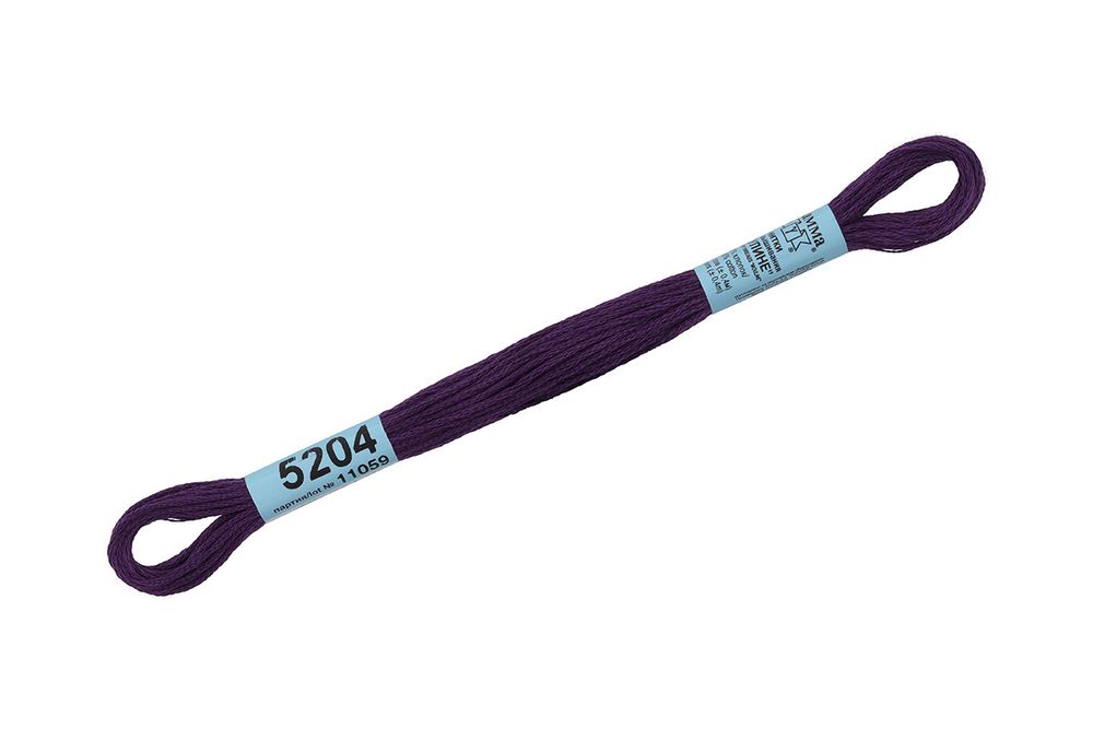 Мулине Gamma 100% хлопок, цв.5204 т.т.сиреневый, 24 мотка по 8 метров