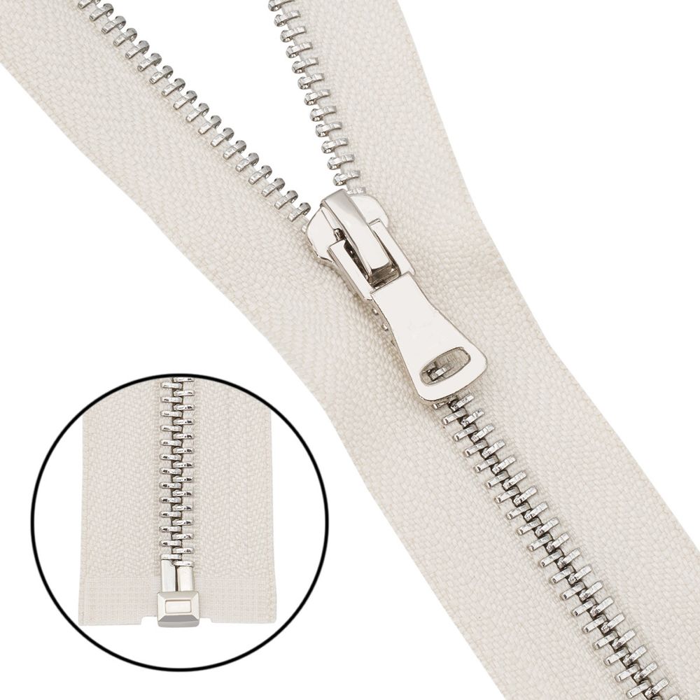 Молния металл Т5 (5 мм) 1 зам., разъем., 40 см, никель, 571 молочный, 6535-0304, 5 шт