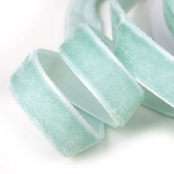 Лента бархатная (тесьма) 10.0 мм / 22.86±1 метров, арт.10VR16 нейлон цв.мятный