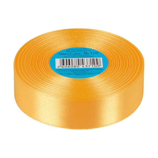 Лента атласная 1-сторонняя 25.0 мм / 33±2 метра, 119 бежево-желтый, Gamma
