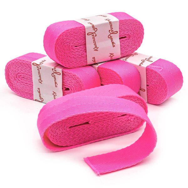 Стропа (ременная лента) 25 мм / 5х2.5 метра, толщ. 1.0 мм, [15.1 г/пог.м], 100% п/п, 7 ярко-розовый