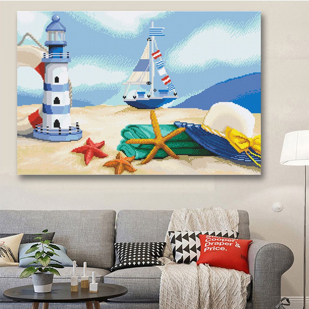 Алмазная (кристальная) мозаика Алмазное хобби, Мечты о море 30х30 см