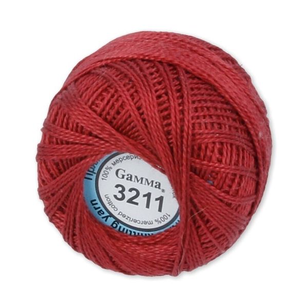 Пряжа нитки Ирис / уп.10 мот. по 10г, 82м, 3211г, вишневый, Gamma