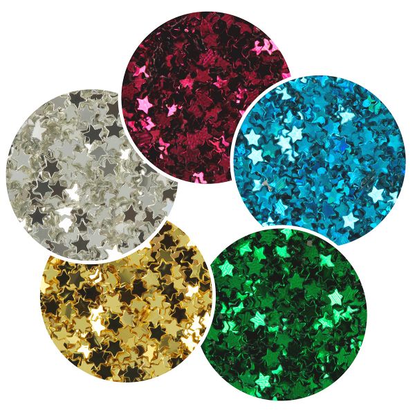 Блестки декоративные ассорти звезды 3 мм, 5 уп. по 5 г, 4.5 мл, № 01, Love2art Набор ассорти 