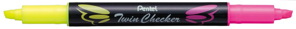 Текстовыделители двухцветные Pentel Twin Checker 3.5 мм, перо скошенное 12 шт, SLW8-GP желтый-розовый