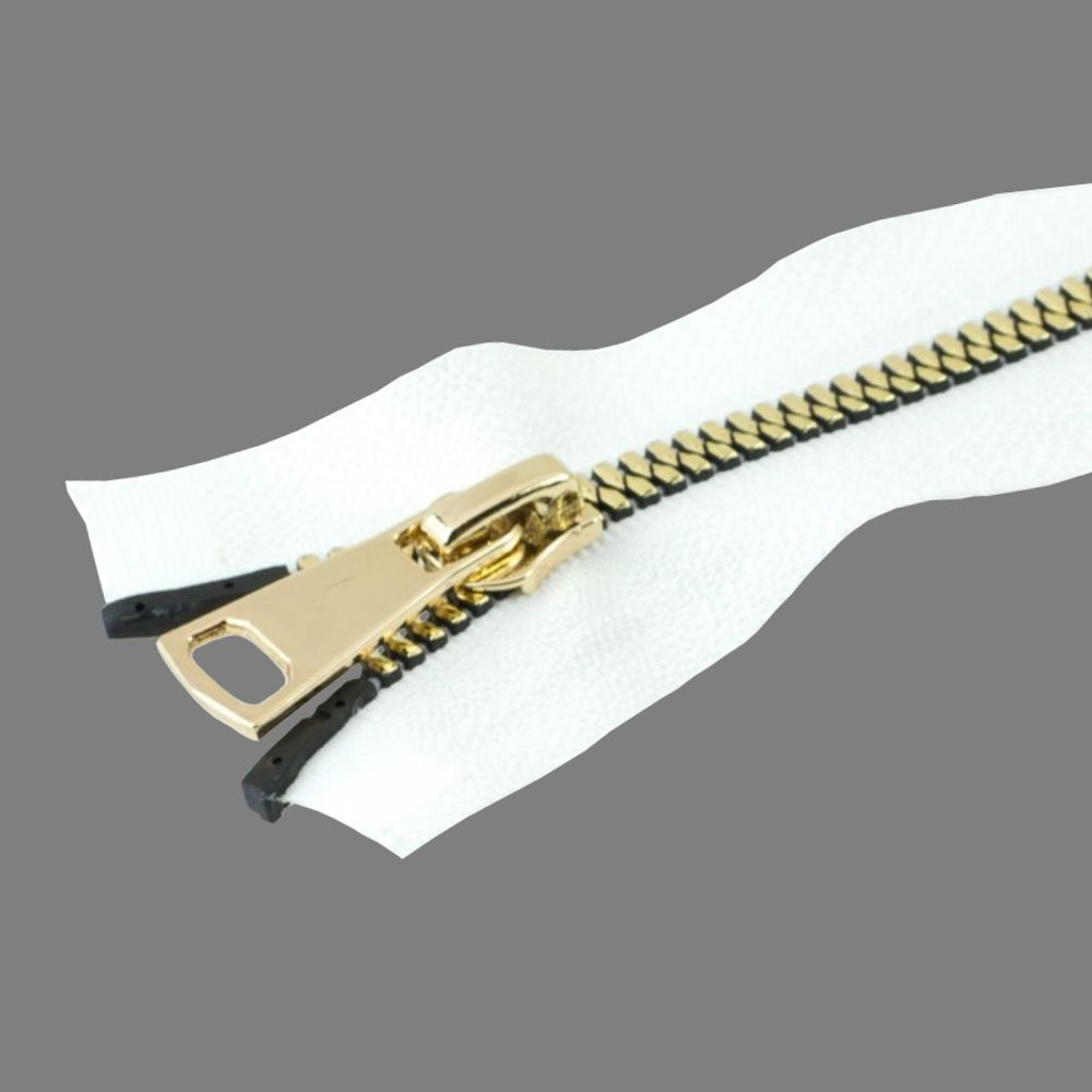 Молния трактор Т5 (5 мм) 1 зам., н/раз., 18 см, золото, цв. D030 белый, MaxZipper Premium, 1 шт /TOS/
