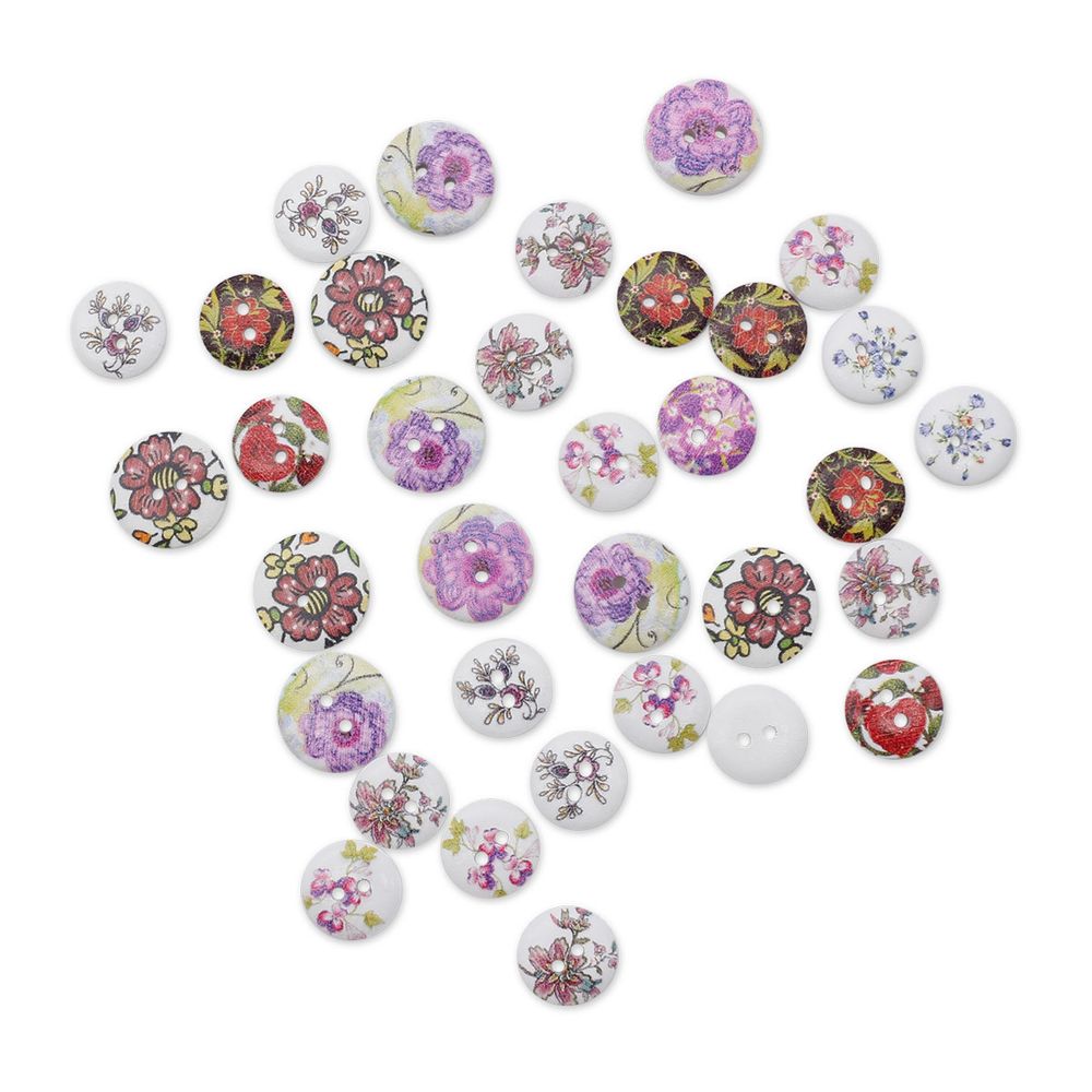 Украшения декоративные пуговицы деревянные Цветы №3, 15-18 мм, 100 шт