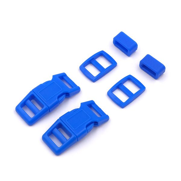 Фастекс (пряжка трезубец), рамка и рамка-регулятор 10мм, пластик, (2 компл.) Hobby&Pro, синий, A03001037-10