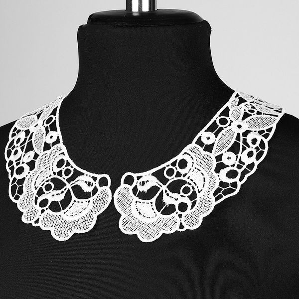 Пришивной кружевной воротник гипюр арт.TR.24GY04 25х7см цв.белый уп.50 комп, Kruzhevo