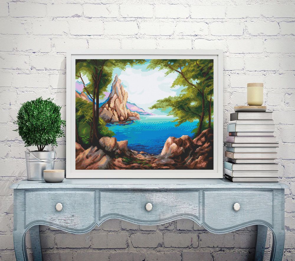 Алмазная (кристальная) мозаика Алмазное хобби, Морское побережье 40х50 см