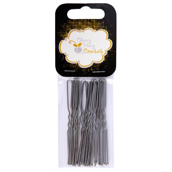 Набор шпилек для волос 7.5 см, 100 шт (5х20 шт), №04 никель, Cherry Mary VZ07031