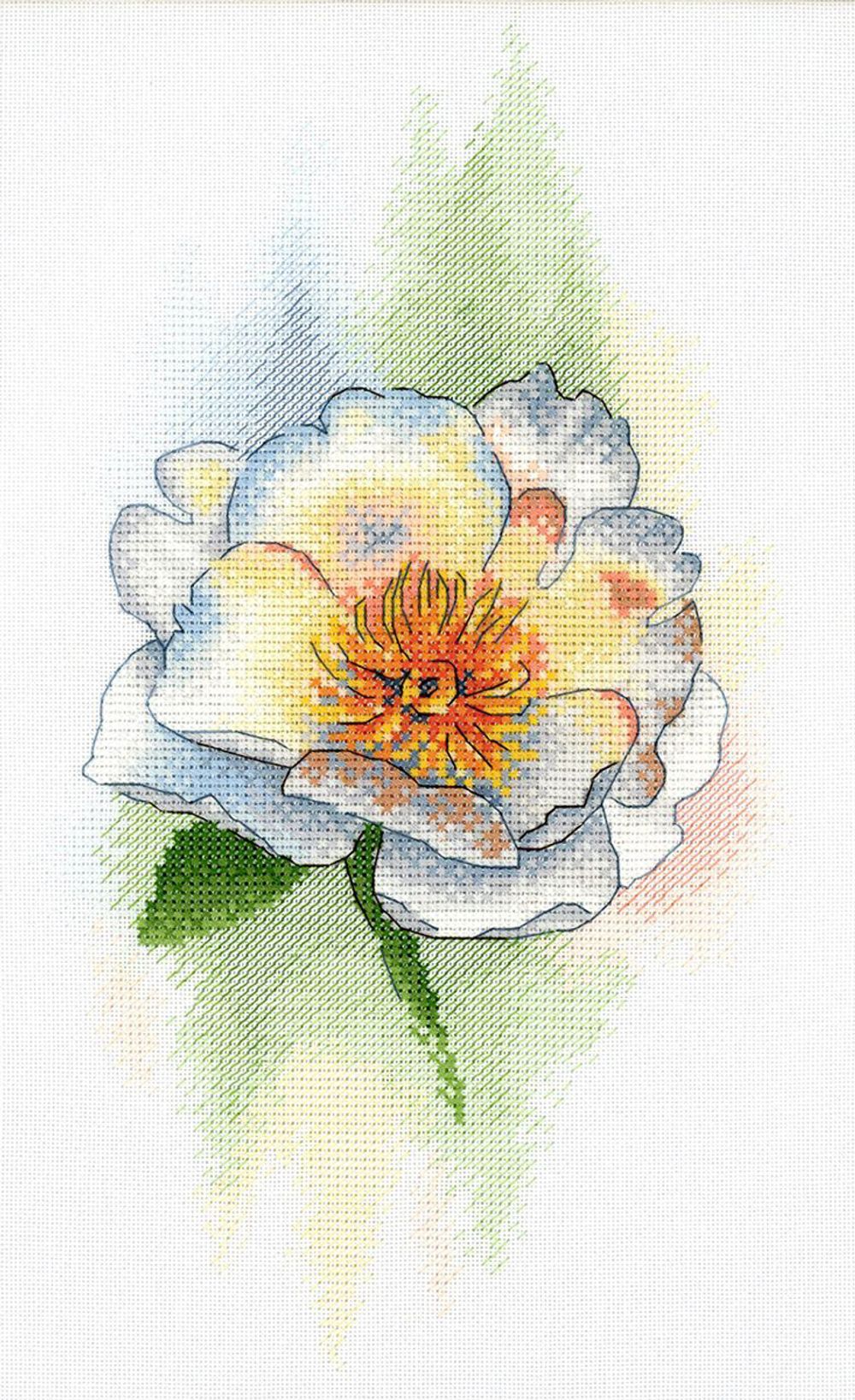 Набор для вышивания нитками МП Студия (Акварель), Белый Пион, 16х28 см