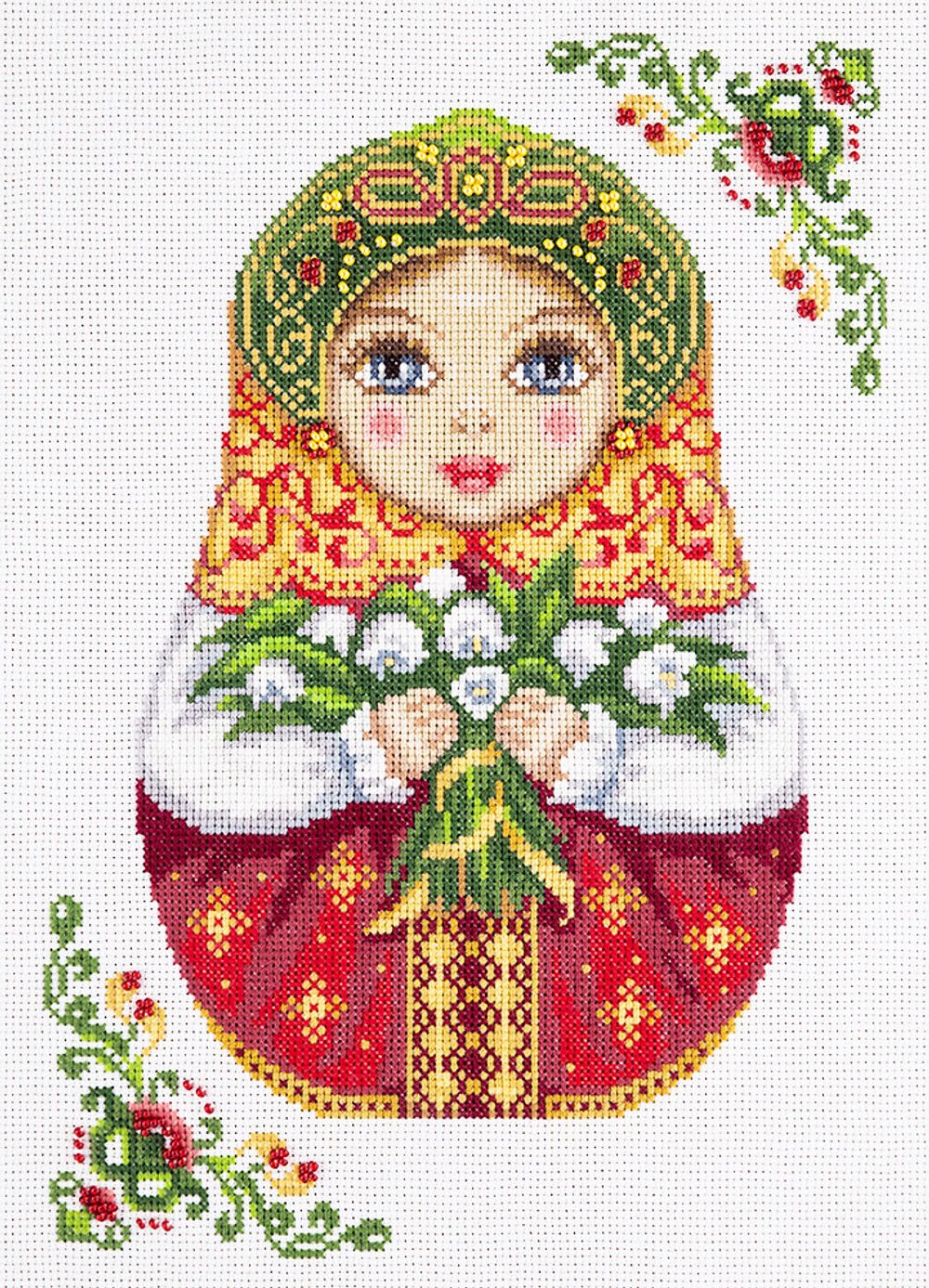 Набор для вышивания нитками Panna, Русская матрешка, Весна, 22х29 см