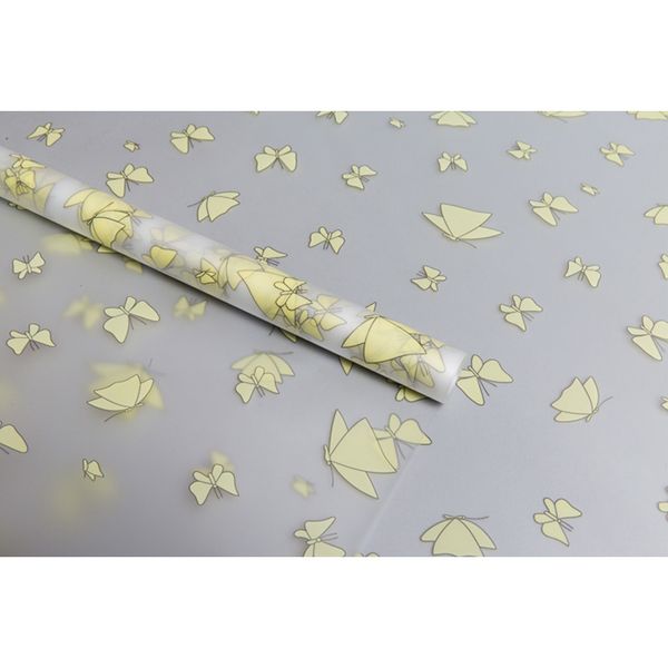 Пленка матовая Мотыльки 60см*10 м (желтый нежный) 4929