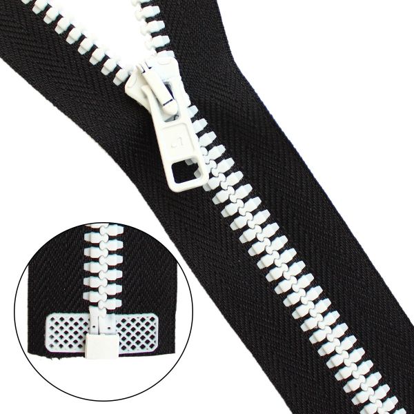 Молния трактор Arta Т6 (6 мм) 1 зам., разъем., 40 см, BiColor, цв. 077 черный / 001 белый, уп.5 шт