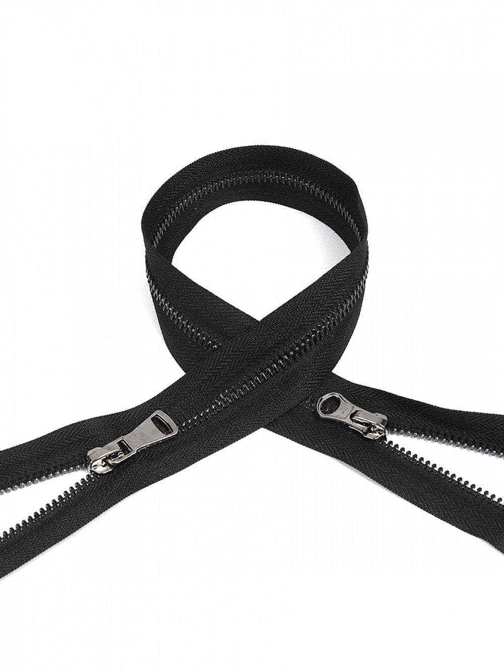 Молния металл Т5 (5 мм) 2 зам., разъем., 110 см, черный никель шлиф.звено, цв.F322 черный, 1 шт, Mzip