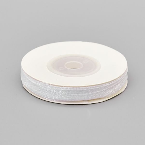 Лента капроновая (органза) _6 мм, 22.86 м (белый)