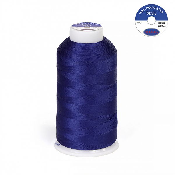Нитки эластичные текстурированные Max 100D/2, 5000 м, 255 синий, 1 катушка