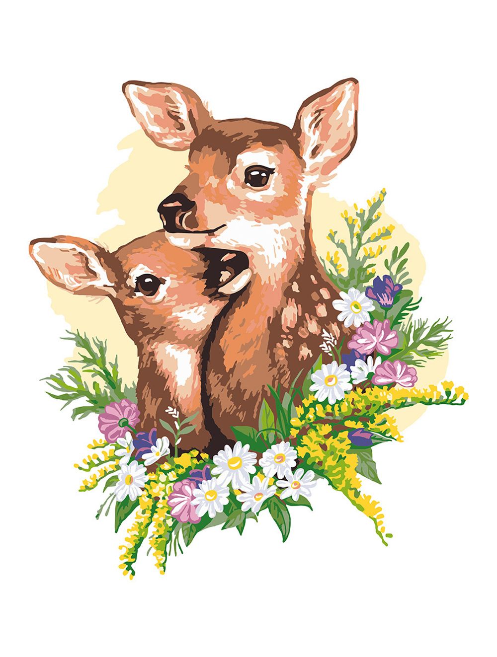 Картина по номерам Фрея, Оленята в цветах, 40х30 см