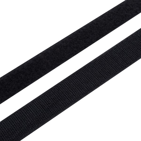 Лента контактная липучка (велкро) пришивная 25 мм, / 25 метров, черный, ПАРА (крючок+петля), качество 