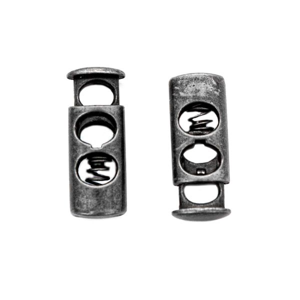 Фиксатор (зажим) для шнура пластик 2 отв., ⌀4.4 мм, 24х8 мм, цилиндр, под металл (черный никель), 200 шт