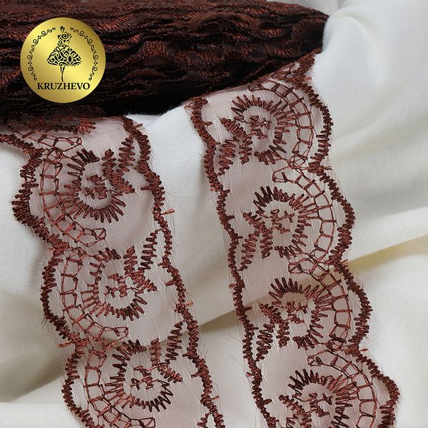 Кружево капроновое 45 мм / 9.14 м, TBS.30010 цв.142 (158) коричневый, Kruzhevo