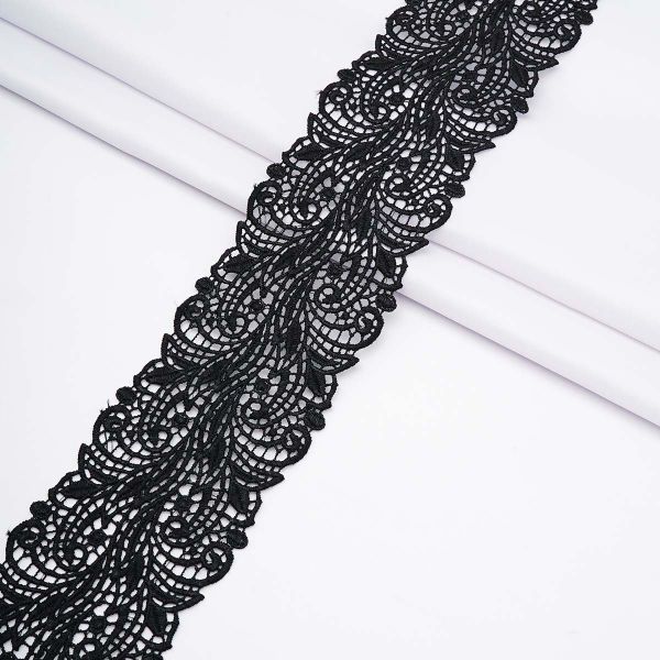 Кружево вязаное (тесьма) 65 мм / 9.14 метров, черный, 1413