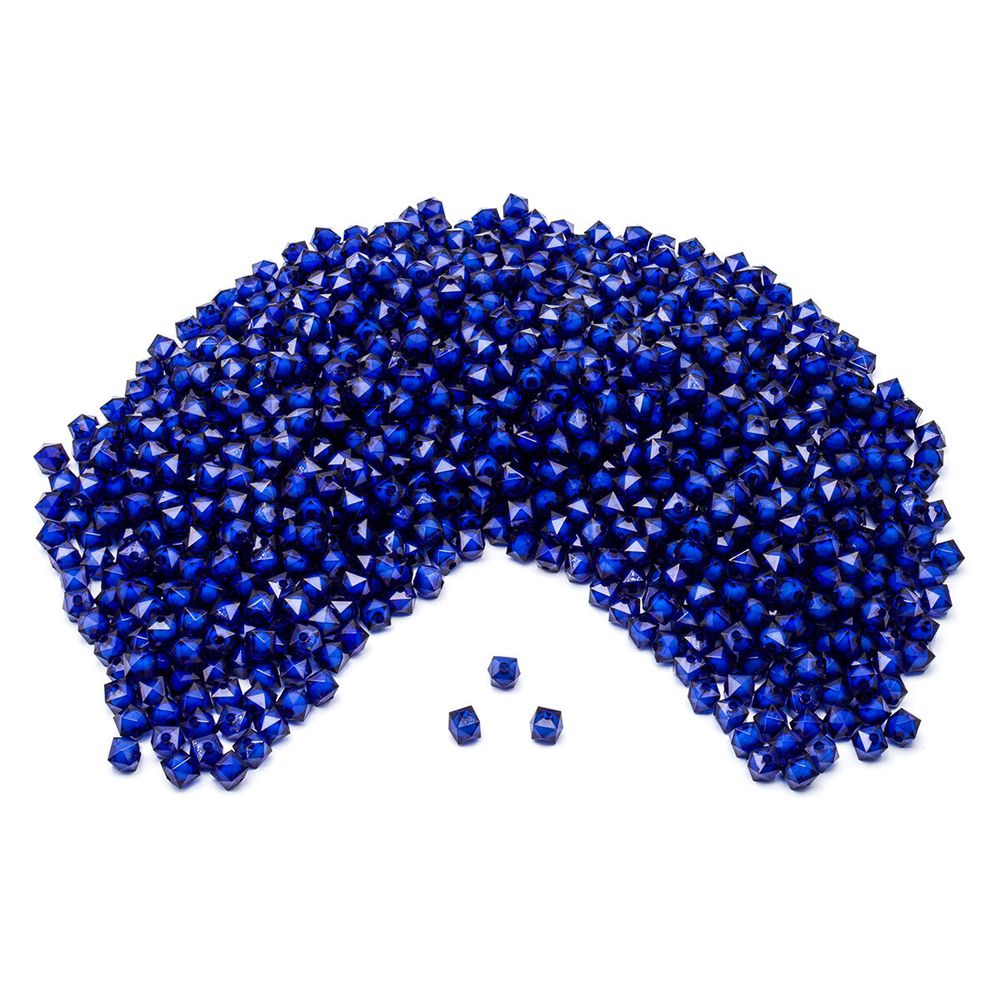 Бусины акрил ⌀10 мм, в цвете с белой сердцевиной, граненый куб, 500 г, Astra&Craft (26 темно-синий)