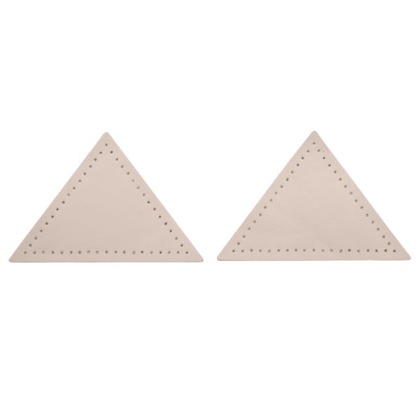 Заплатки пришивные из кожи, треугольник равнобедр., стор. 8см, с перфорацией, 2 шт, 100% кожа, 06 бежевый, 9903
