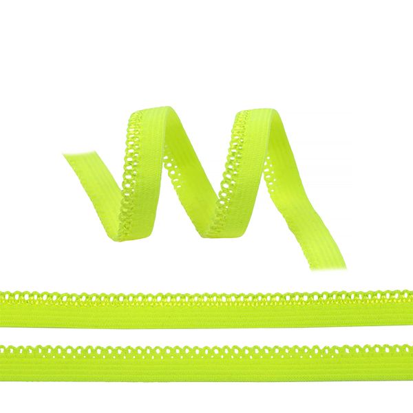 Резинка бельевая (ажурная) 10.0 мм / 100 метров, RB03229, F229 зелено-желтый неон