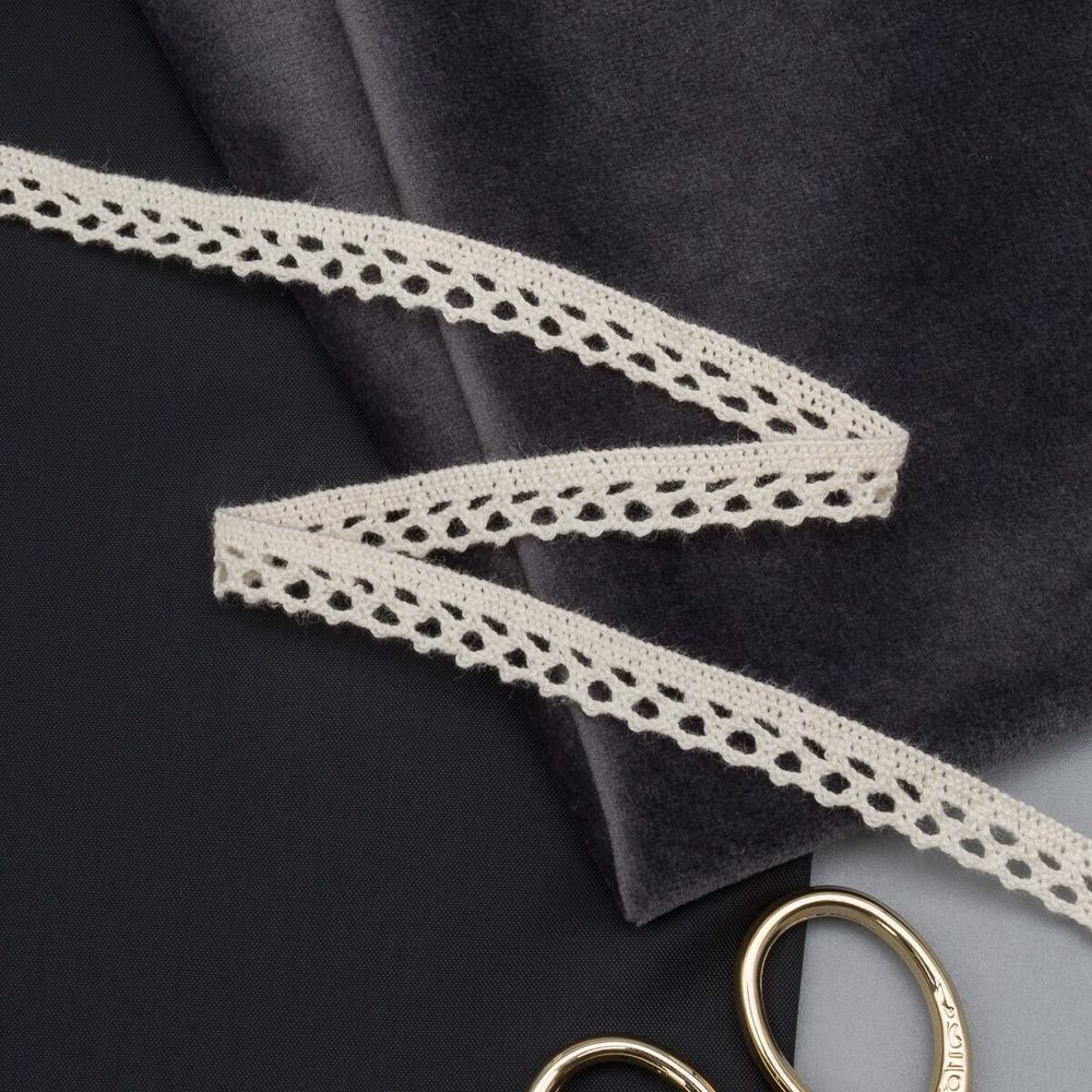 Кружево вязаное (тесьма) 10 мм / 13.72 метра, хлопок, неотбеленный, 3AR3335