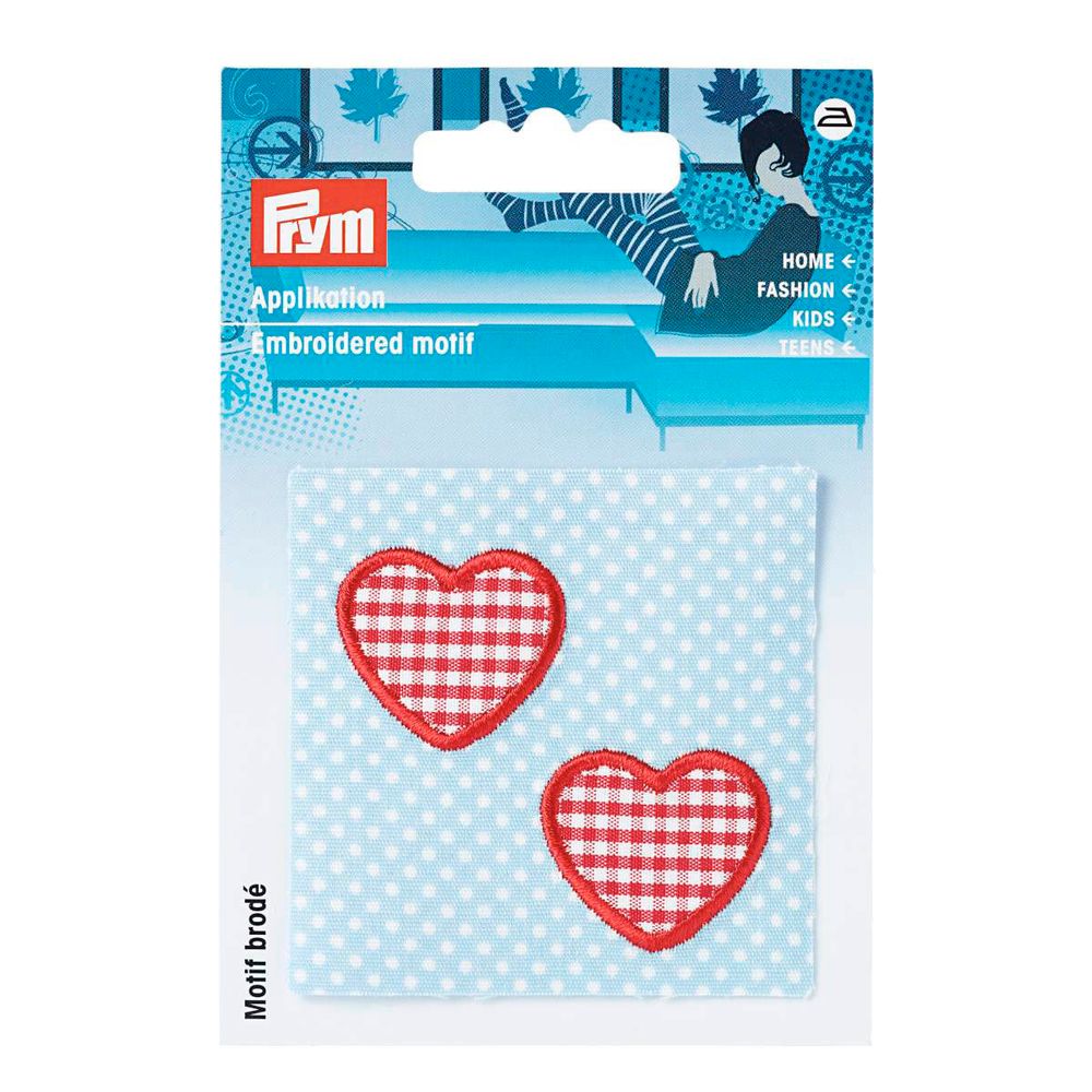 Термоаппликация Сердца на цв. синий/цв. белый ткани 1шт, Prym