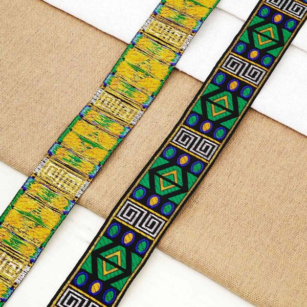 Лента (тесьма) жаккардовая 33.0 мм / 7 метров, зеленый, 11831