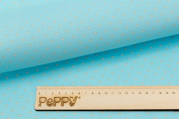 Ткань для пэчворка Peppy Бабушкин сундучок, отрез 50х55 см, 140 г/м², БС-38 сердечки голубой, Peppy