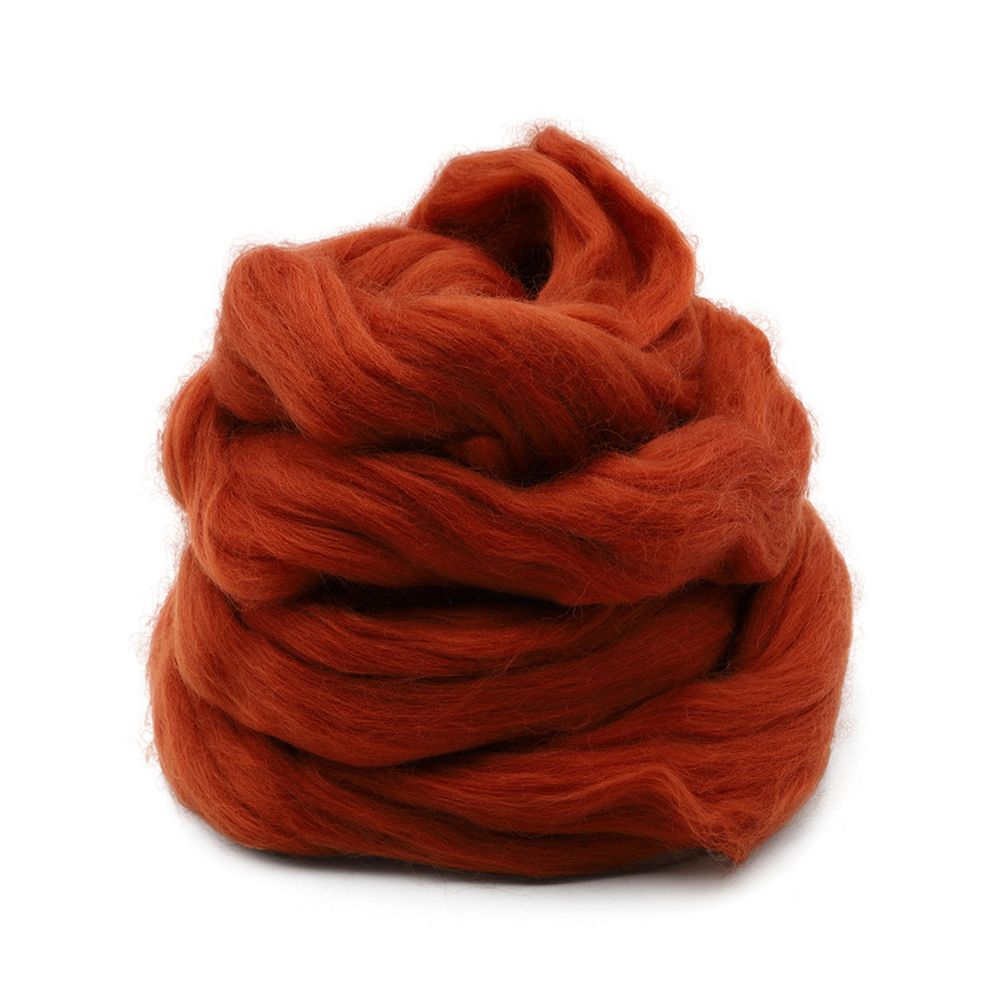 Шерсть для валяния мериносовая тонкая 100%, 100 г, цв.514 темный терракот