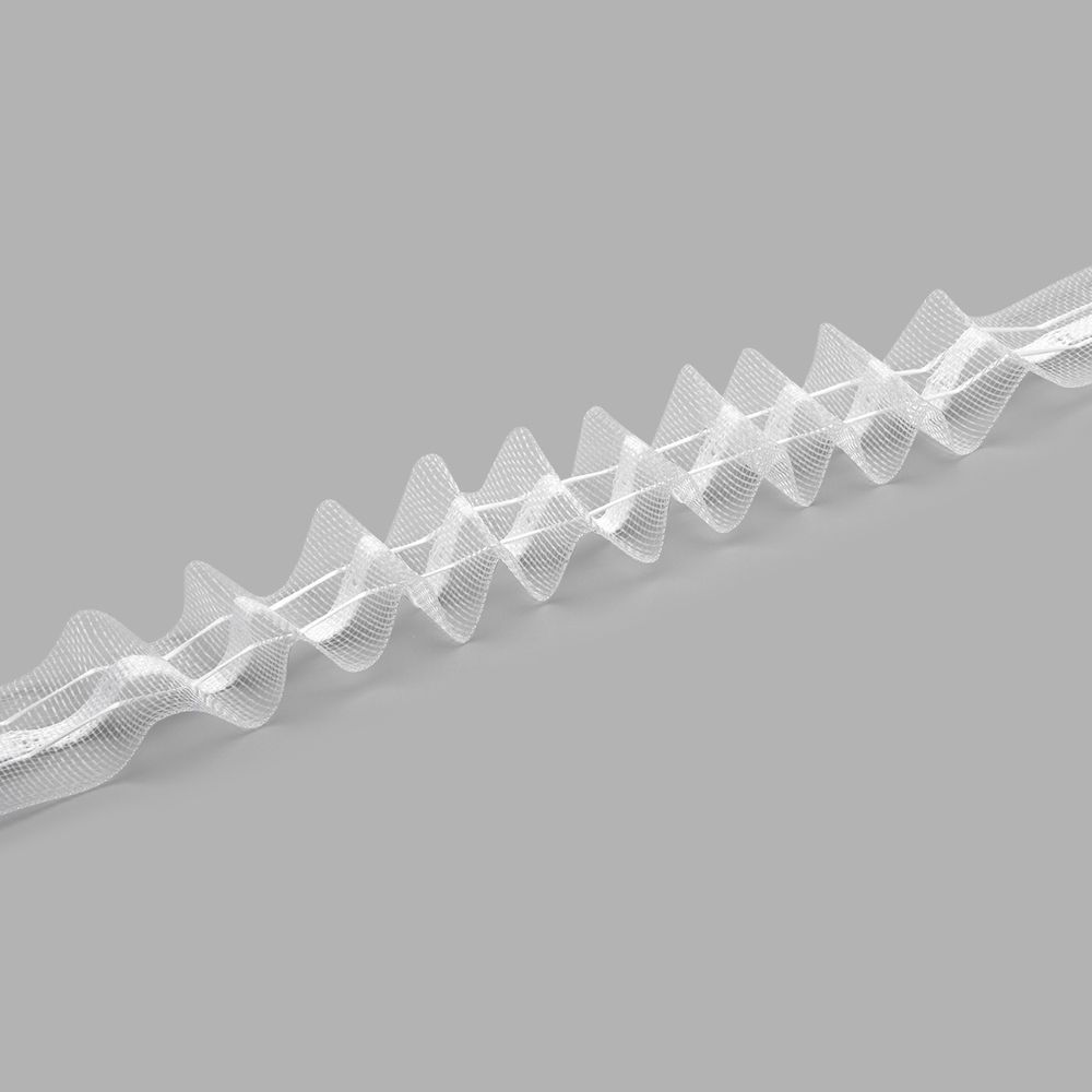 Лента (тесьма) шторная: сборка параллельная нефикс. 25 мм / 100 метров, органза