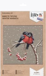 Набор для вышивания нитками Klart, Вместе теплее, 18х18 см
