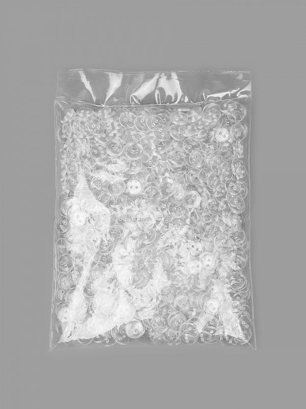 Пуговицы 2 прокола 16L=10 мм, пластик TBY BT, цв.прозрачный, 1000 шт