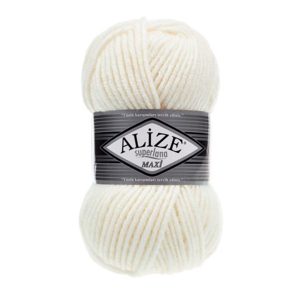 Пряжа Alize (Ализе) Superlana Maxi / уп.5 мот. по 100 г, 100м, 062 молочный A