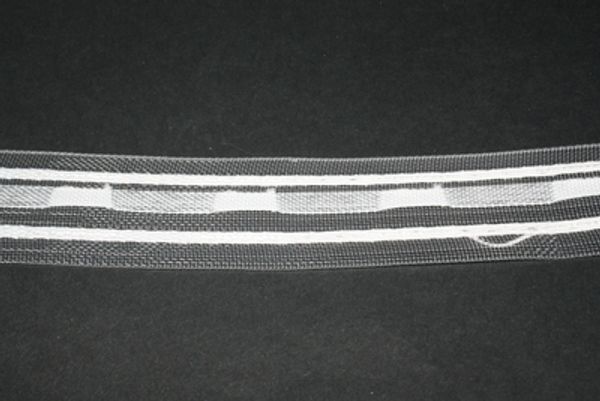 Лента (тесьма) шторная: сборка параллельная (1:3) 30 мм / 50 метров, Беларусь, прозрачный, Gamma 0с794