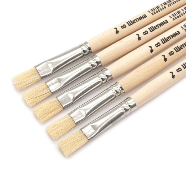 Кисть школьная из волоса щетины плоская №8,5 шт